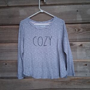 Rae Dunn Striped "Cozy" Top